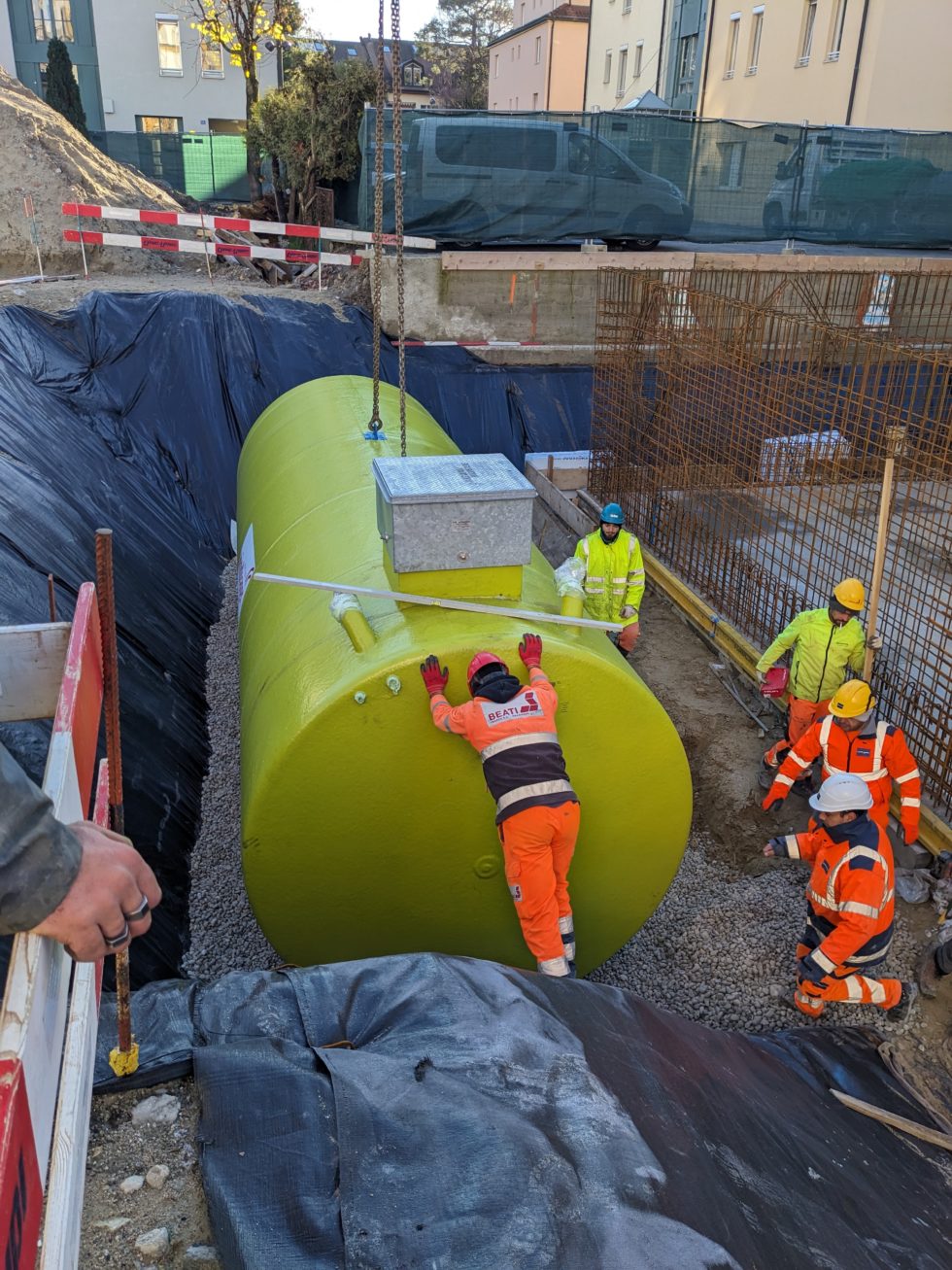 Installation de la citerne à pellets