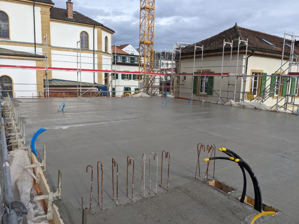 Bâtiment A : bétonnage dalle sur rez, terminé (12.02.2024)