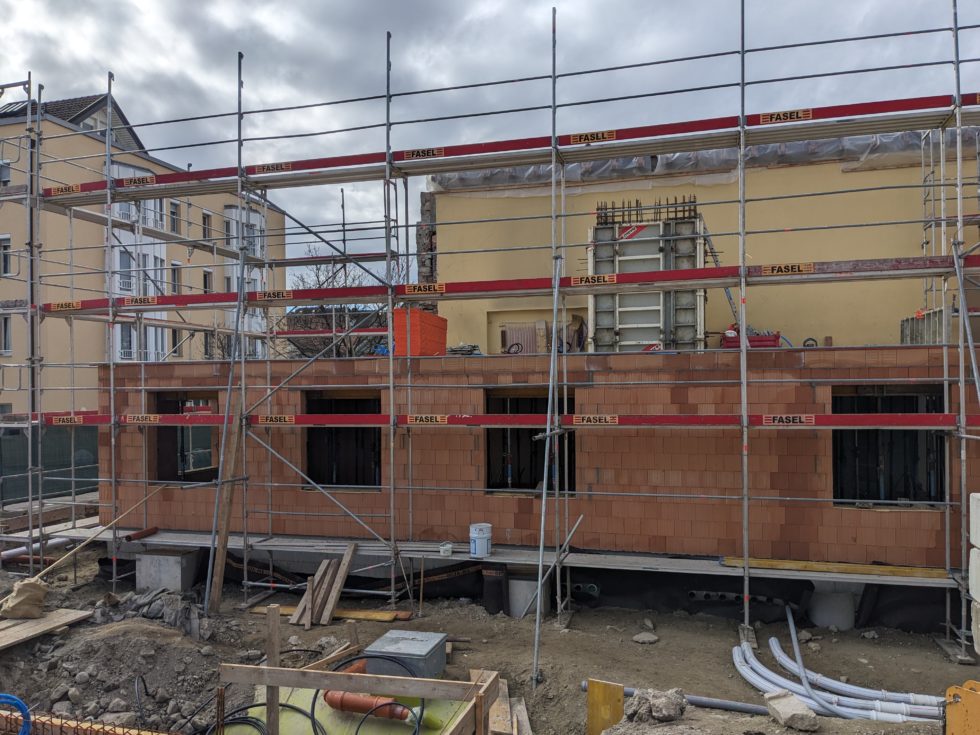 Bât. C : bétonnage murs ascenseur, en cours (05.03.2024)