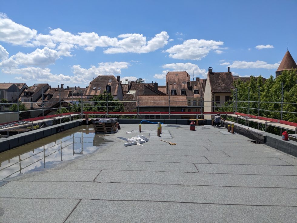 Bât. A : étanchéité raccords garnitures, en cours (11.06.2024)