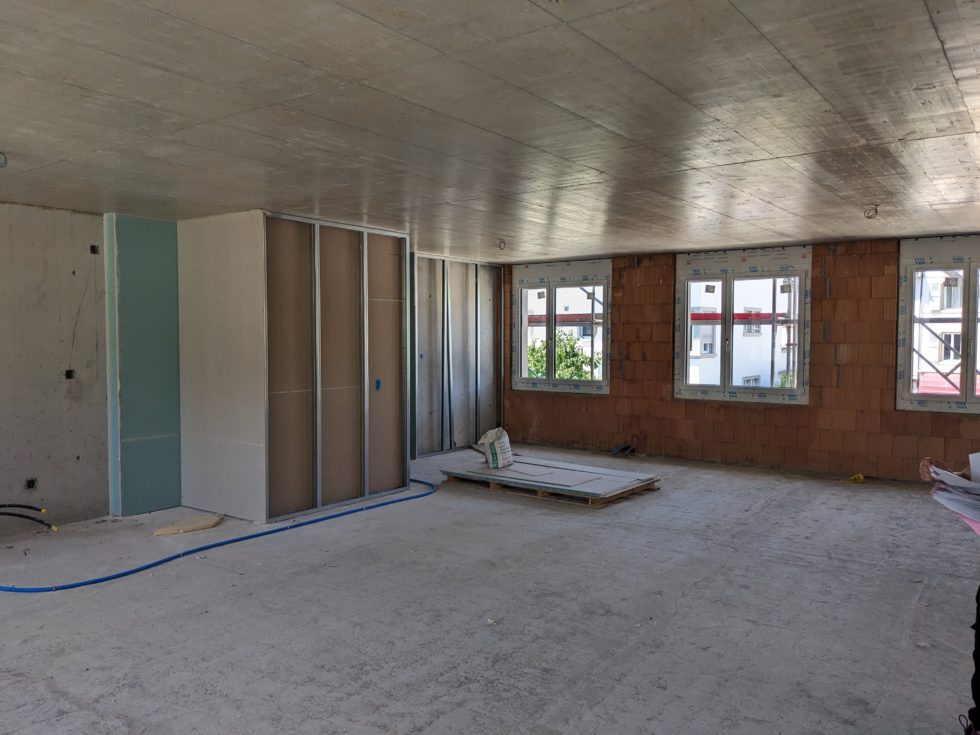 fin de la pose de la première peau des cloisons légères (29.07.24)