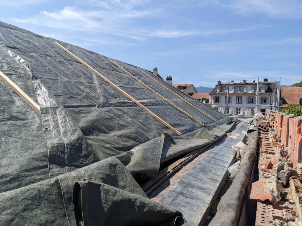 Bât. B : protection provisoire toiture, terminé (26.08.2024)