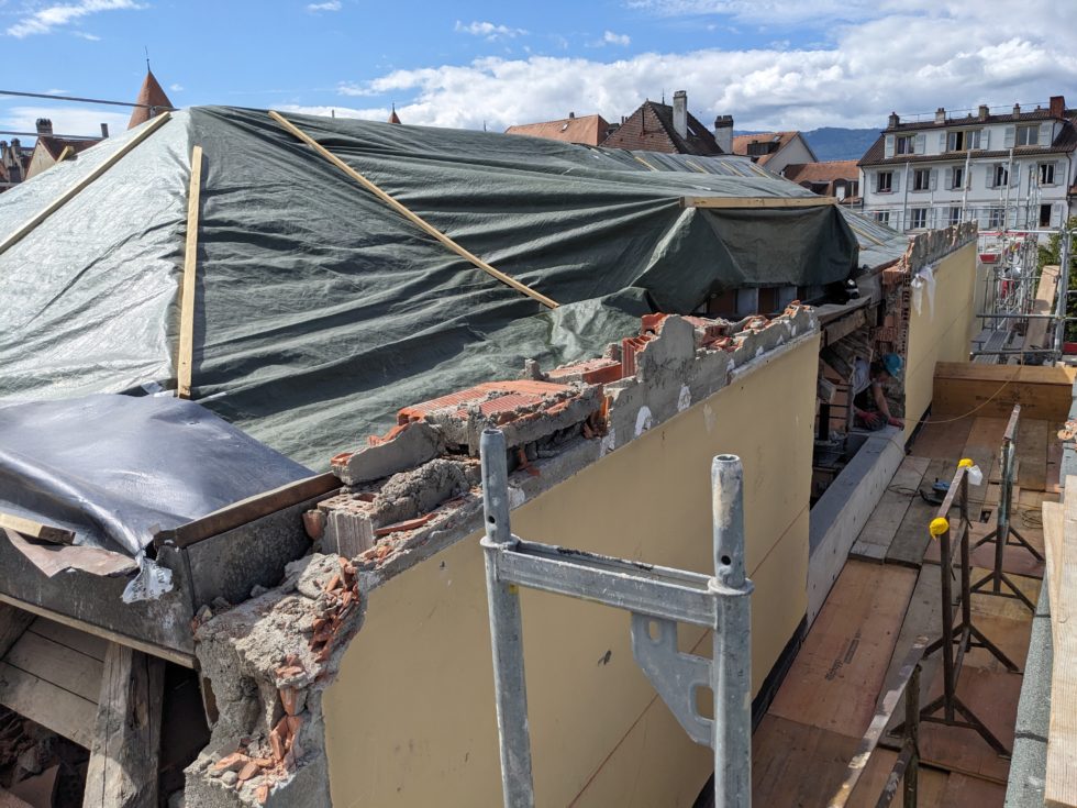 Bât. B : protection provisoire toiture, terminé (26.08.2024)