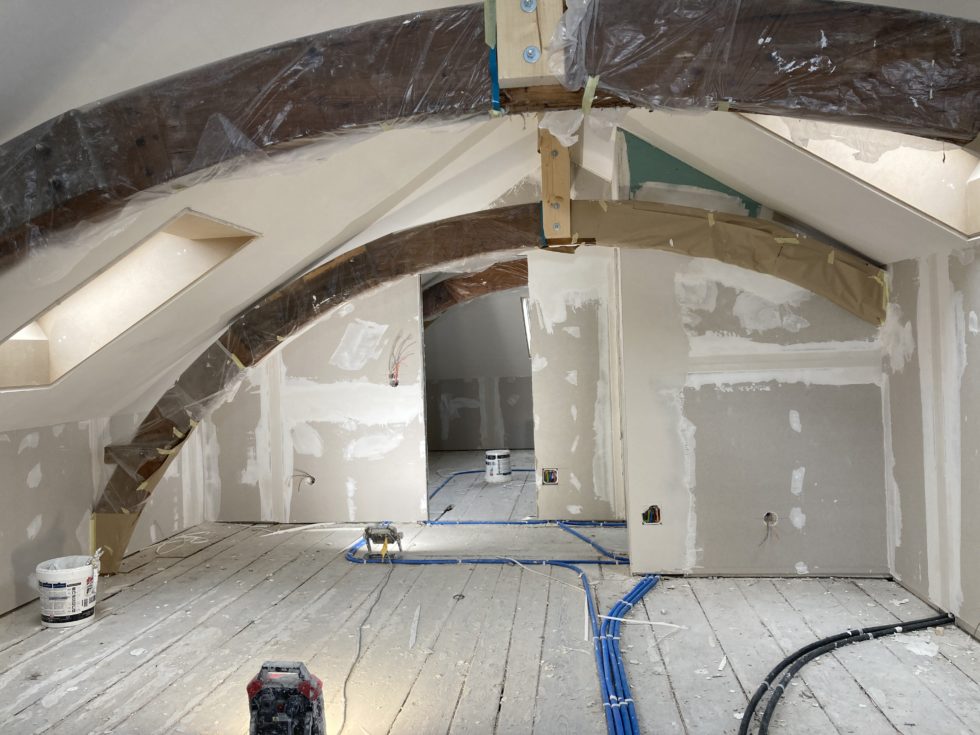 Bât. B : lissage sur plafond fermacell (17.02.2025)